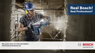 Man hardhat safetygear powerdrill wall - doug ohlson free wallpaper