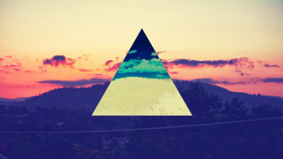 Triangle sunset sky mountain clouds - surreal design free wallpaper for desktop