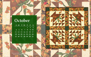 Calendar quilted green flower arts - fine free wallpaper