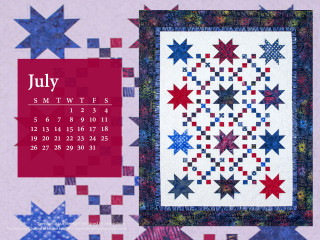 Calendar quilted star redframe july - detail free wallpaper