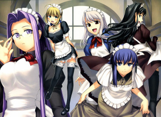 Anime girls maid outfits posing - maid outfit free wallpaper
