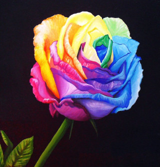 Rainbow rose vase starry sky - figurative art free wallpaper for tablet