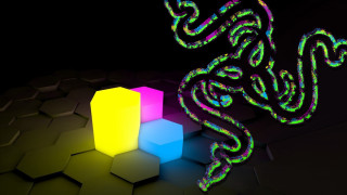 Neon colored snake cube object - a neon free wallpaper