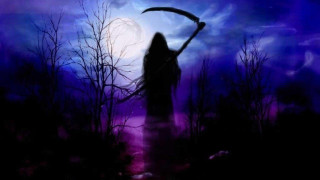 Woman scythe dark forest moon - death free wallpaper