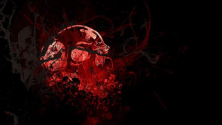 Red skull black background blood - dark art free wallpaper