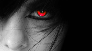 Woman red eyes black background - red eye free wallpaper for desktop