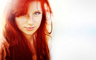 Freckled red haired blue eyed - hair free wallpaper