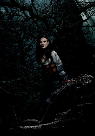 Woman woods knife creepy look - dark background free wallpaper for mobile