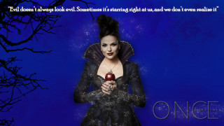 Woman black dress holding apple - evil free wallpaper for desktop