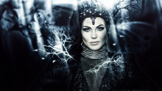 Woman black outfit necklace tree - lightening free wallpaper