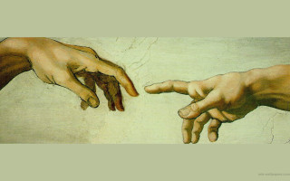Hands reaching touch fingers painting - art noveau free wallpaper