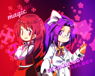 Anime girls purple hair red - a bow tie free wallpaper