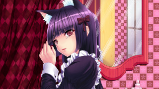 Anime girl purple hair cat 2 - the mirror free wallpaper