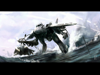 Robot attack ship ocean helicopter 2 - a ship in the ocean free wallpaper