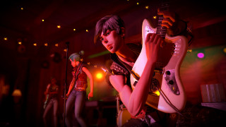 Animated people playing guitar music - animated free wallpaper for desktop