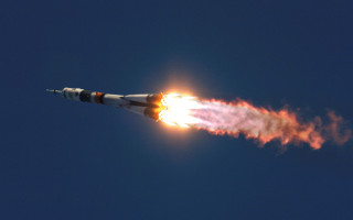 Rocket flying smoke bright orange - aleksandr gerasimov free wallpaper