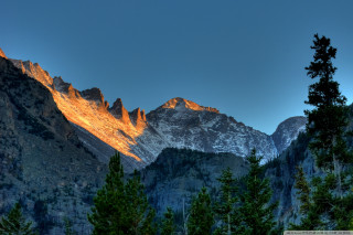 Mountain range trees blue sky 6 - cleve gray free wallpaper