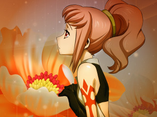 Cartoon girl holding flowers sky - a cartoon girl holding free wallpaper