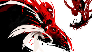 Red black dragon white background - dragon free wallpaper