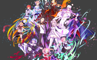 Anime colorful lines black background - circle free wallpaper