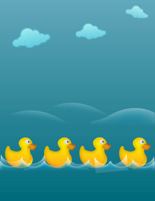 Yellow ducks floating water blue - behind them free wallpaper for mobile