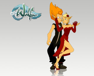 Cartoon dancing couple reddress blonde - a black suit free wallpaper for desktop