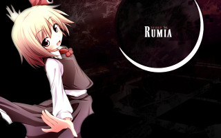 Anime character crown black background - a white circle in the middle free wallpaper