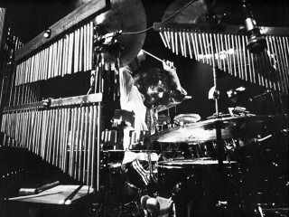 Drummer black white photo cage - front of him free wallpaper
