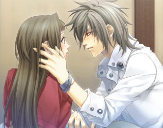 Man woman foreheads touching room - tachisme free wallpaper for desktop