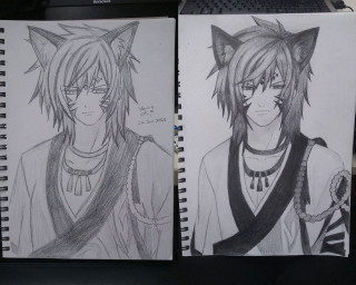 Cats drawings couple head top - a necklace free wallpaper