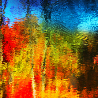 Colorful reflection trees water sky - impressionism free wallpaper for tablet