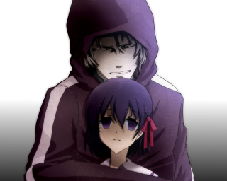 Hugging couple gothic manga grimdark - a gray background free wallpaper