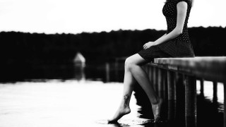 Woman sitting dock water legs - a dock next free wallpaper for desktop