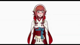 Red hair kimono sakura smile - a red cape free wallpaper