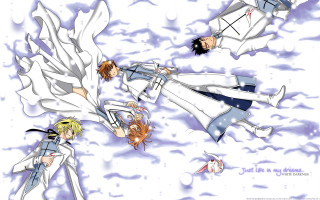Anime characters flying sky clouds - the air together free wallpaper for desktop