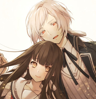 Anime couple longhair blush schooluniform - long hair free wallpaper for tablet