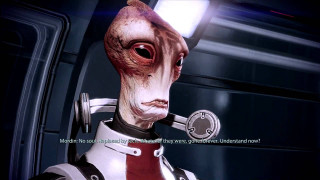 Humanoid red white uniform light - mass effect free wallpaper