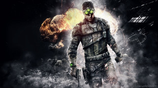Futuristic man green eye gun - game art free wallpaper for desktop