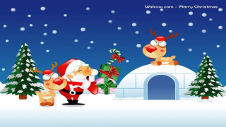 Christmas santa reindeer snow snowman - a christmas scene free wallpaper
