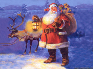 Santa claus reindeer snow lantern - a lantern free wallpaper for desktop