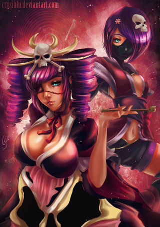 Woman skull demon knife pop - free cyberpunk wallpaper for mobile