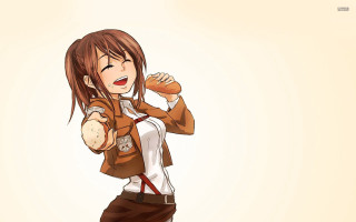 Woman brown jacket white shirt - anime free wallpaper
