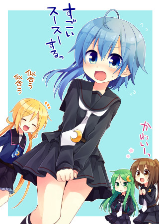 Anime girls blue hair black 3 - black clothes free wallpaper