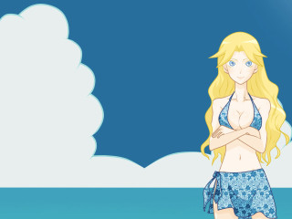 Cartoon girl bikini beach arms - a cartoon girl in a bikini free wallpaper