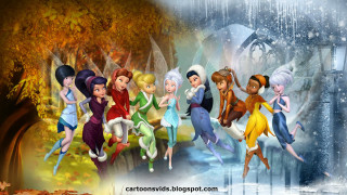 Cartoon characters flying waterfall woods - tree and snow free wallpaper