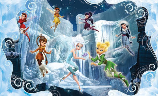 Cartoon characters flying waterfall snow - snow and ice free wallpaper