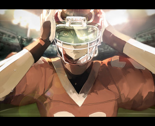 Football player helmet hands closed - a stadium free wallpaper