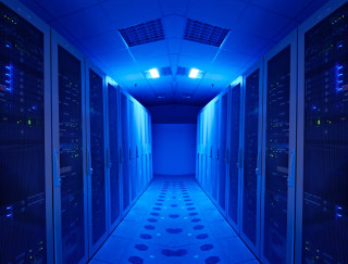 Data center hallway servers blue 2 - a long hallway free wallpaper