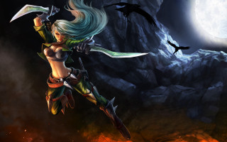 Woman sword bird flying sky 2 - a sword and a bird free wallpaper
