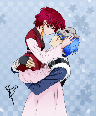 Hugging couple blue flowers anime - blue flower free wallpaper for mobile